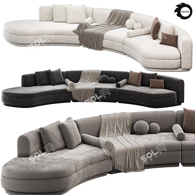 Luxurious Baxter Piaf Sofa 2015 3D model image 2