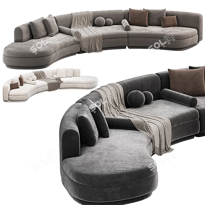Luxurious Baxter Piaf Sofa 2015 3D model image 3