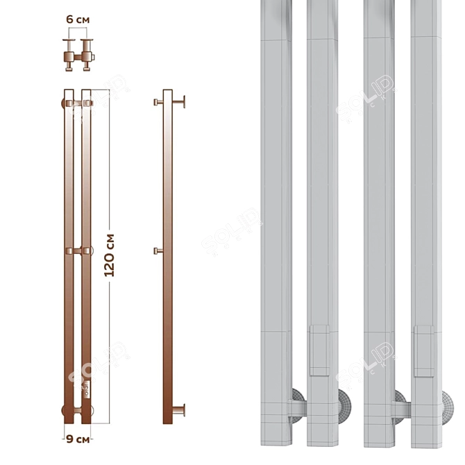 Electric Towel Warmer 120x6 cm 3D model image 2