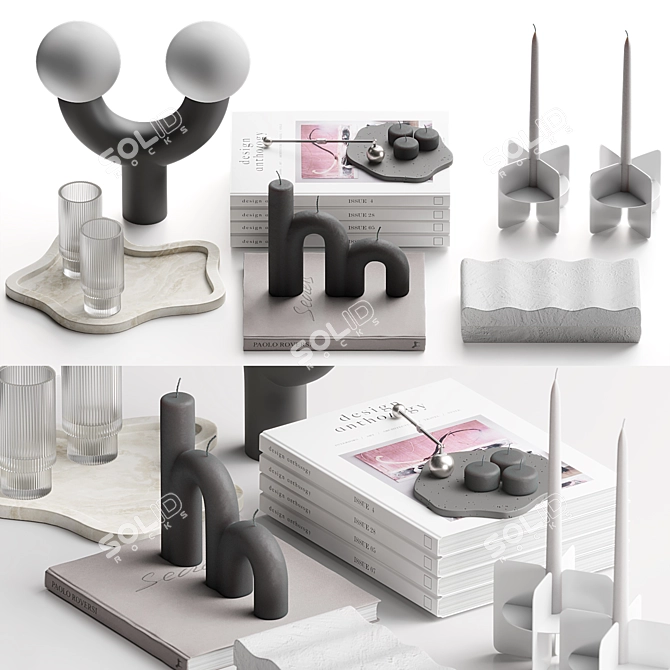 Minimalist Coffee Table Decor Set 3D model image 1