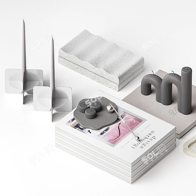 Minimalist Coffee Table Decor Set 3D model image 3