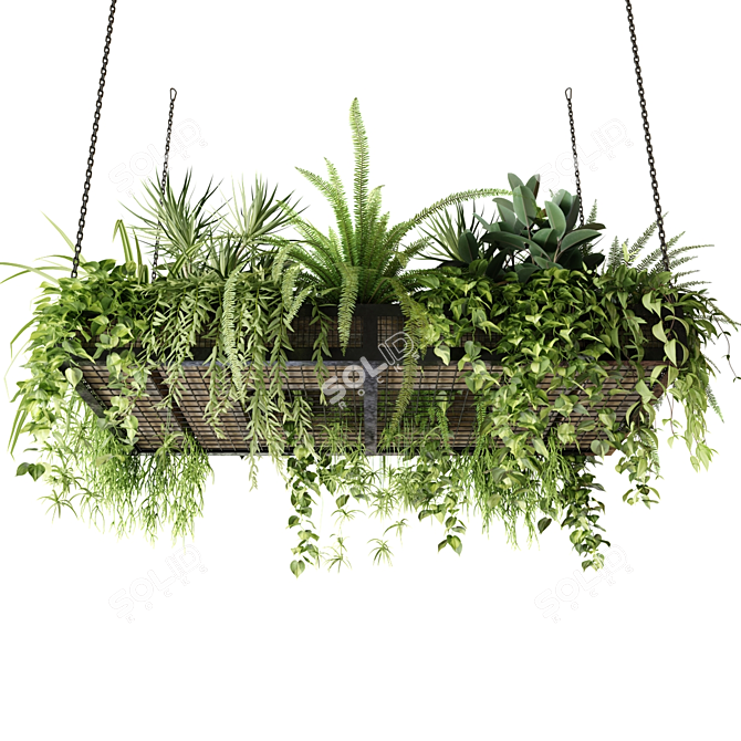 Hanging Plants Shelf Mesh Display 3D model image 1