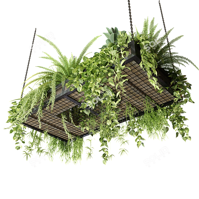 Hanging Plants Shelf Mesh Display 3D model image 2