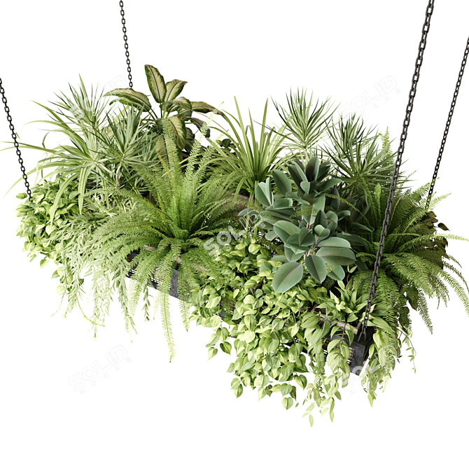 Hanging Plants Shelf Mesh Display 3D model image 4