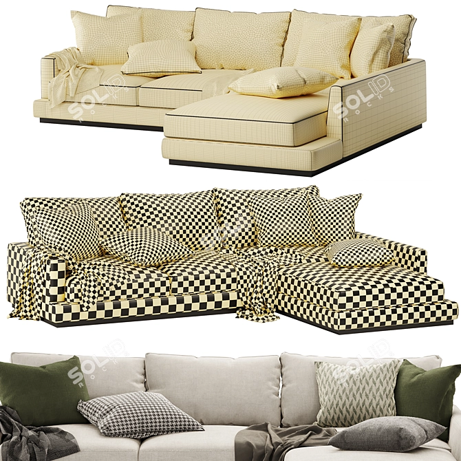 Elster 4-Seater Light Corner Sofa 3D model image 3