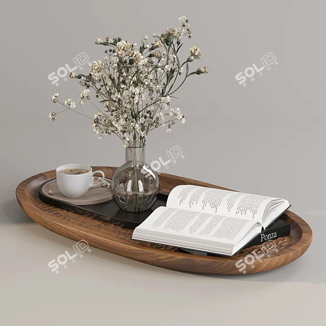 Elegant Coffee Table Decor Set 3D model image 2