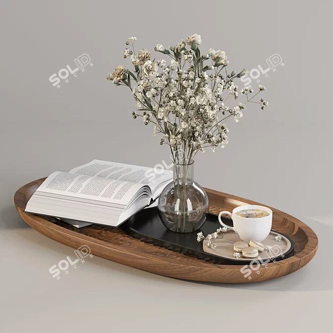 Elegant Coffee Table Decor Set 3D model image 4