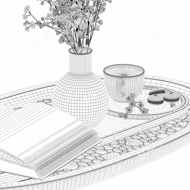 Elegant Coffee Table Decor Set 3D model image 6