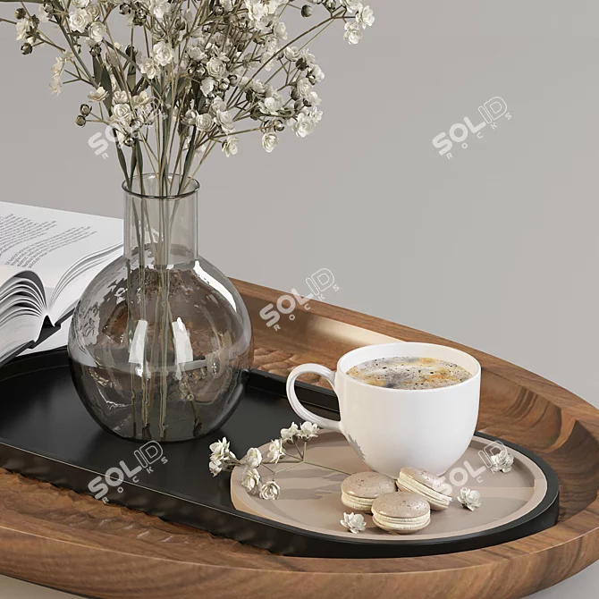 Elegant Coffee Table Decor Set 3D model image 7