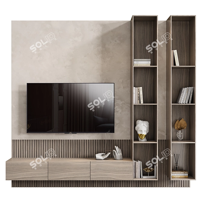 Contemporary TV Wall Unit 01 3D model image 1