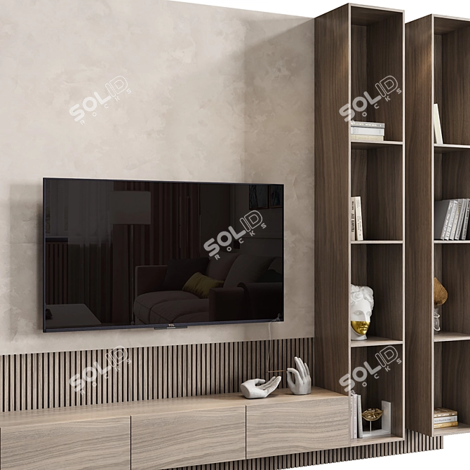 Contemporary TV Wall Unit 01 3D model image 2