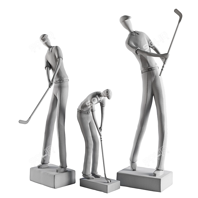  Elegant Golf Player Figurines. 3D model image 4