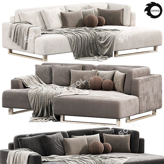 Modern ONTE Corner Sofa in White 3D model image 1