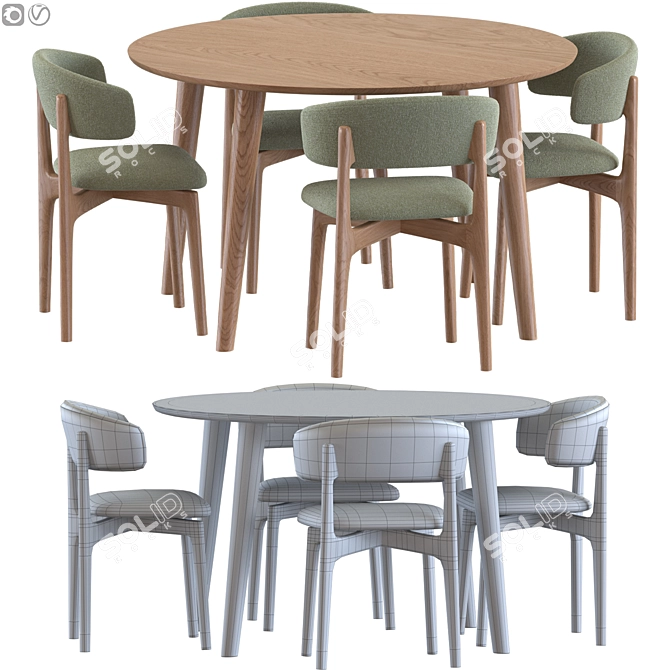 Modern Malmo Round Table Set 3D model image 2