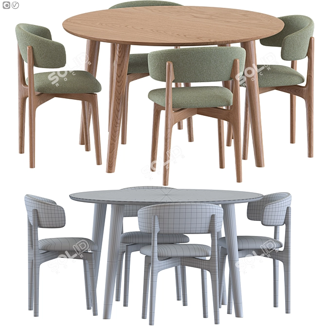 Modern Malmo Round Table Set 3D model image 3