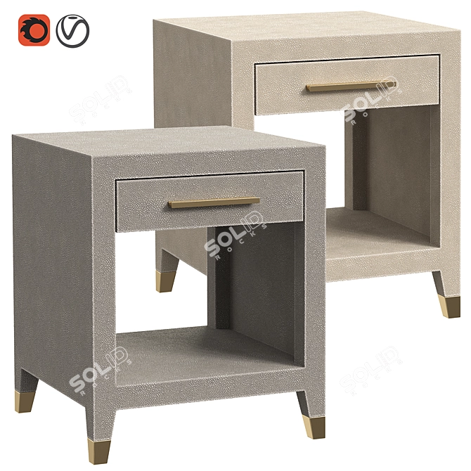 Luxury Skata Leather Bedside Table 3D model image 1