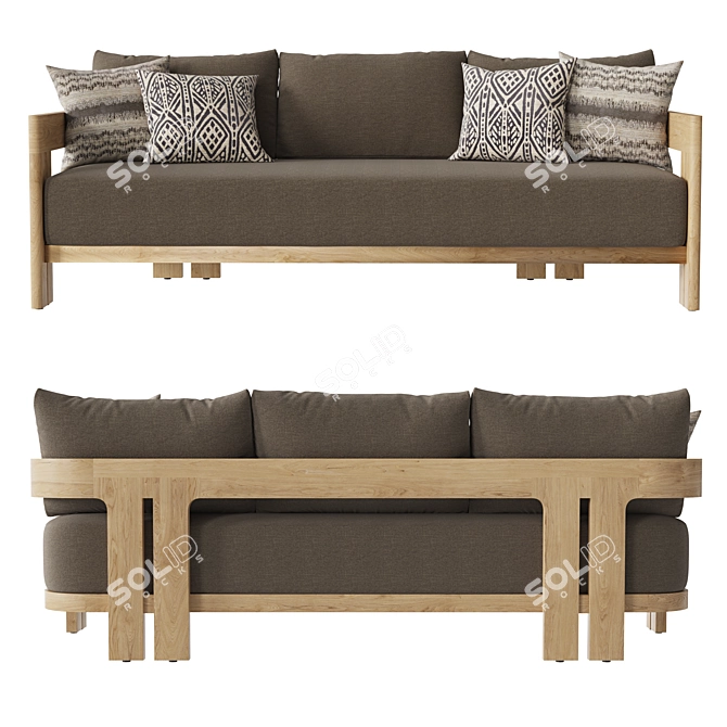 Restoration Hardware Teak Sofa 84 3D model image 2