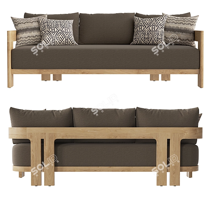 Restoration Hardware Teak Sofa 84 3D model image 6