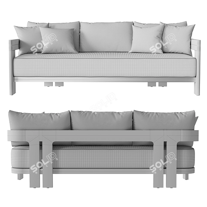 Restoration Hardware Teak Sofa 84 3D model image 8