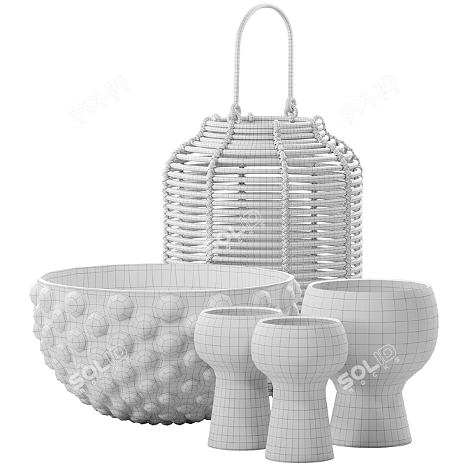 Chic Contemporary Decor Vases Set - Handcrafted 3D model image 9