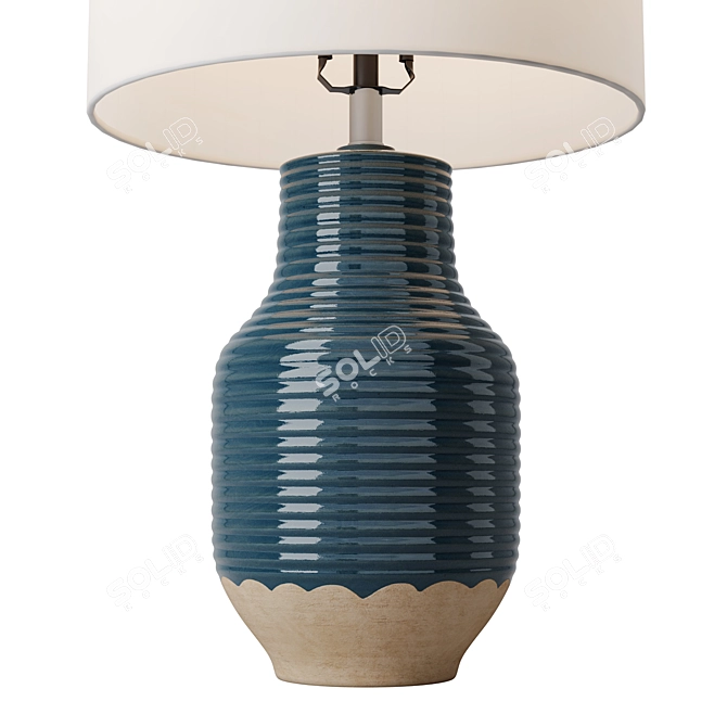 Blue Beige Ceramic Table Lamp 3D model image 2