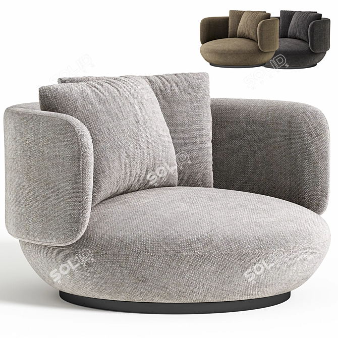 Swivel Fabric Armchair Baixa Modern 3D model image 1