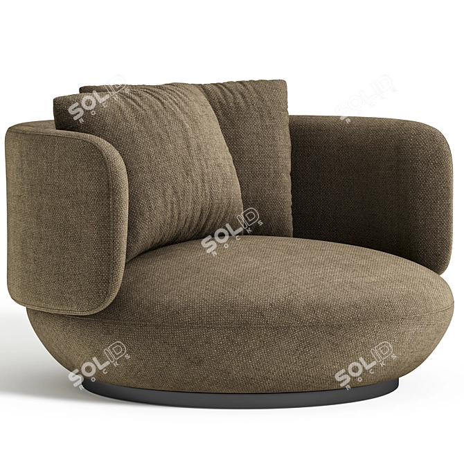 Swivel Fabric Armchair Baixa Modern 3D model image 2