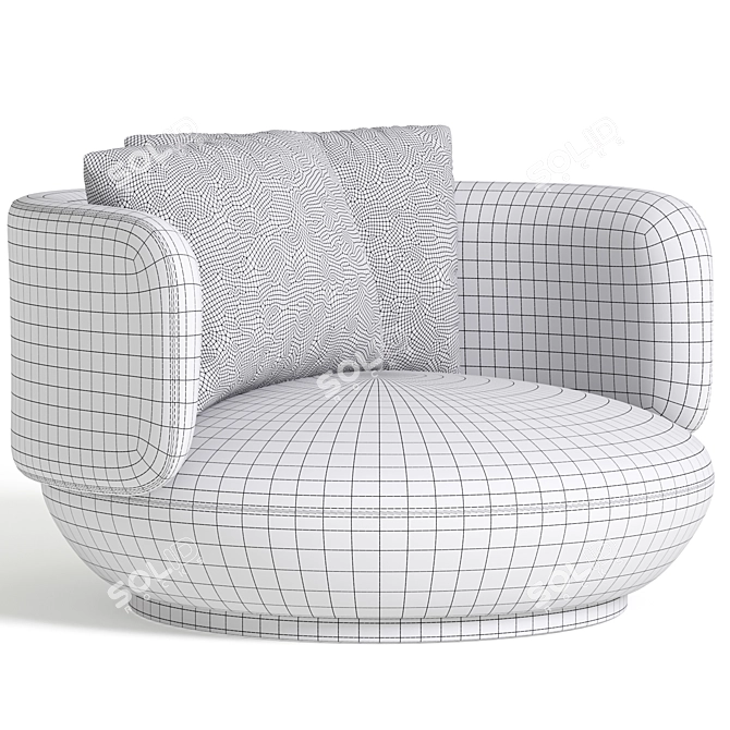 Swivel Fabric Armchair Baixa Modern 3D model image 4