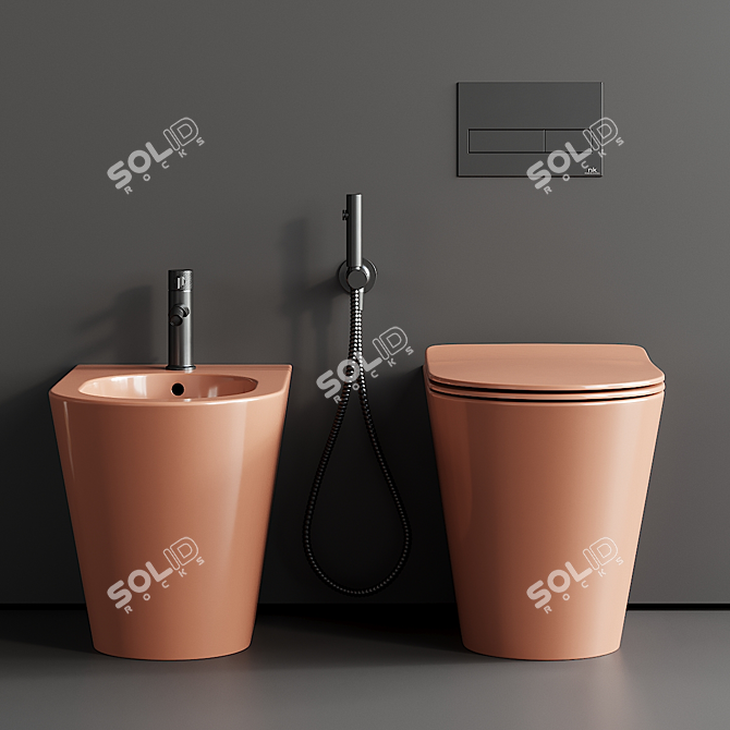 Mare Ceramic Bathroom Set 3D model image 2