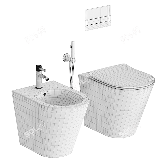 Mare Ceramic Bathroom Set 3D model image 5