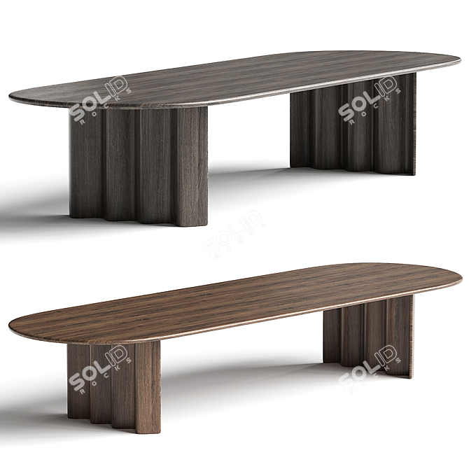 ZEITRAUM CURTAIN Oval Table Oak 3D model image 1