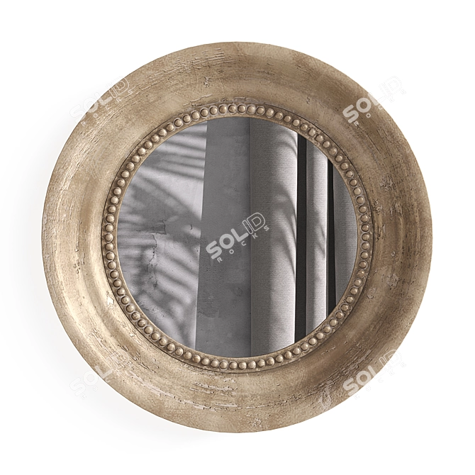 Mango Wood Round Mirrors Set 3D model image 5