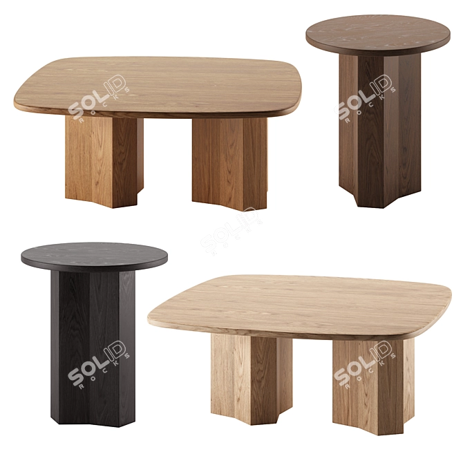 Modern TRAPEZA Coffee Table Set 3D model image 1