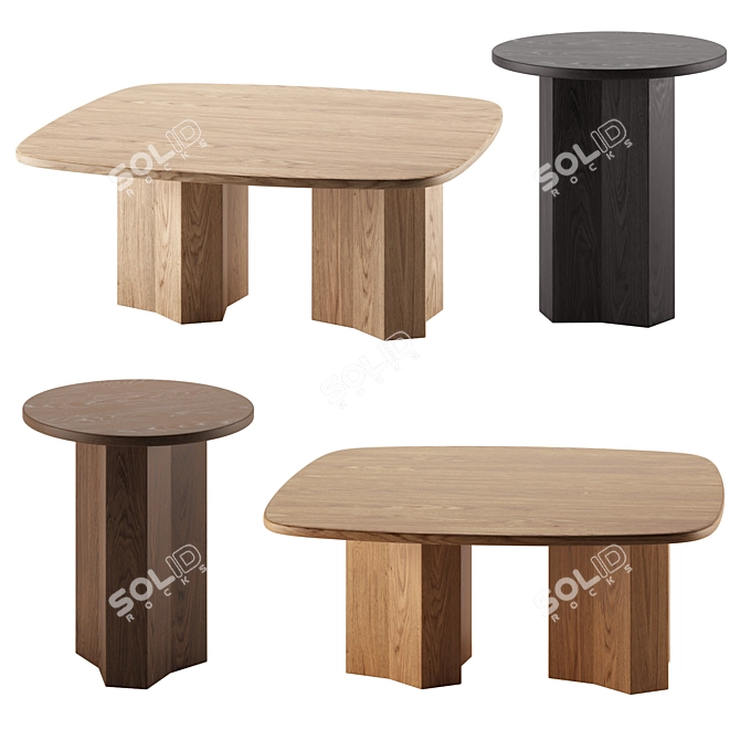 Modern TRAPEZA Coffee Table Set 3D model image 2
