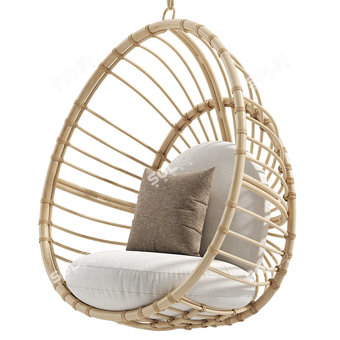 Rattan Hanging Lounge Chair 3D model image 1