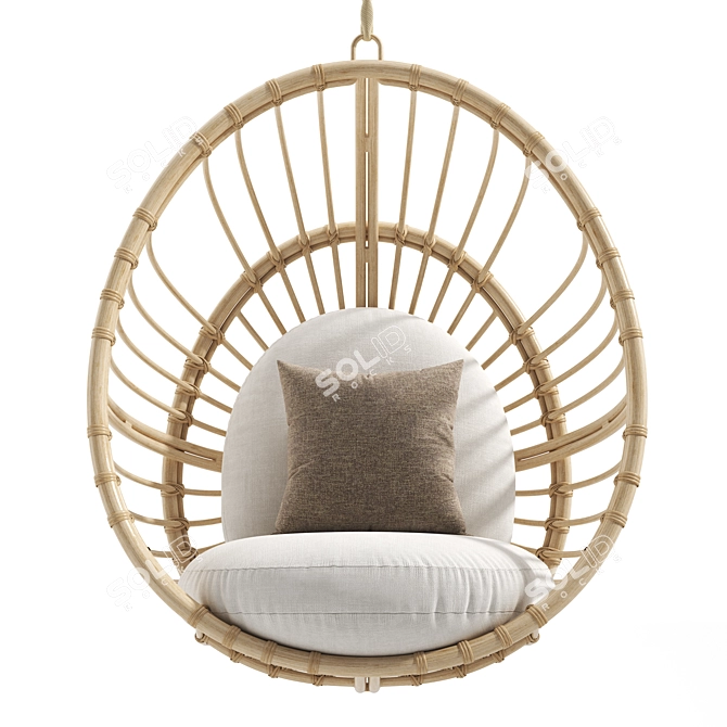 Rattan Hanging Lounge Chair 3D model image 2