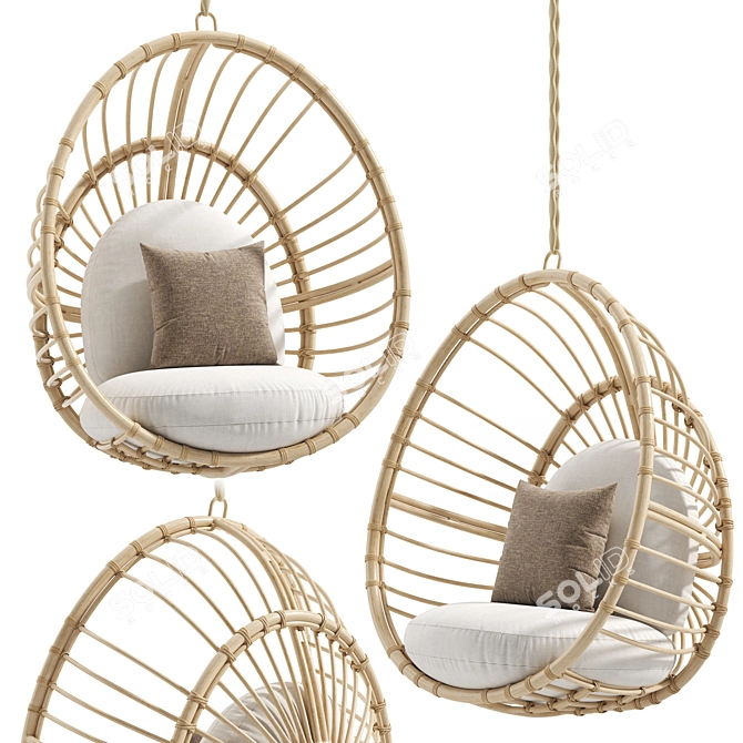 Rattan Hanging Lounge Chair 3D model image 4