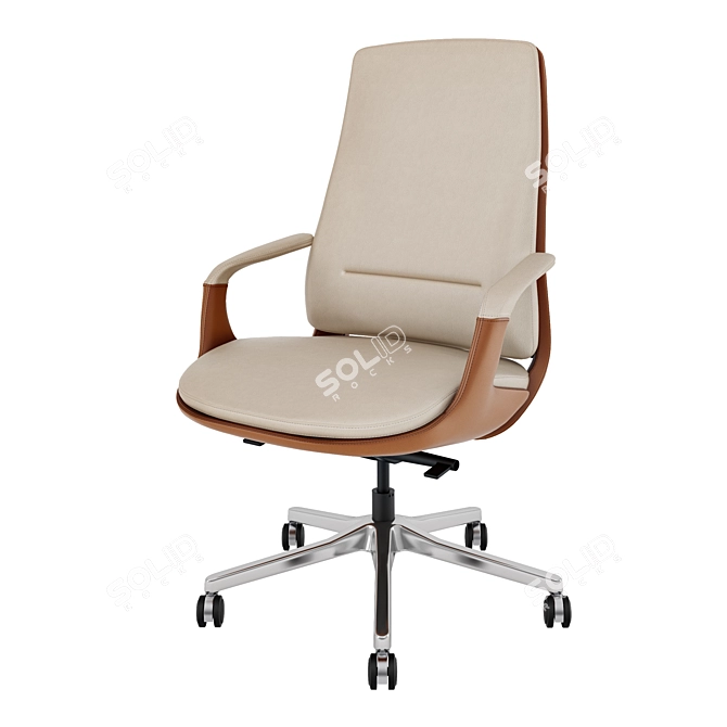 Comfortable Swivel Leather Office Chair 3D model image 1