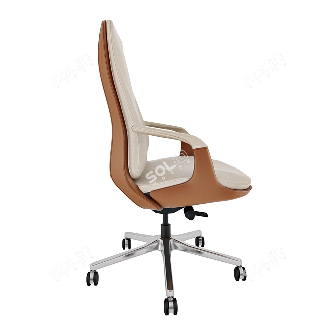 Comfortable Swivel Leather Office Chair 3D model image 2