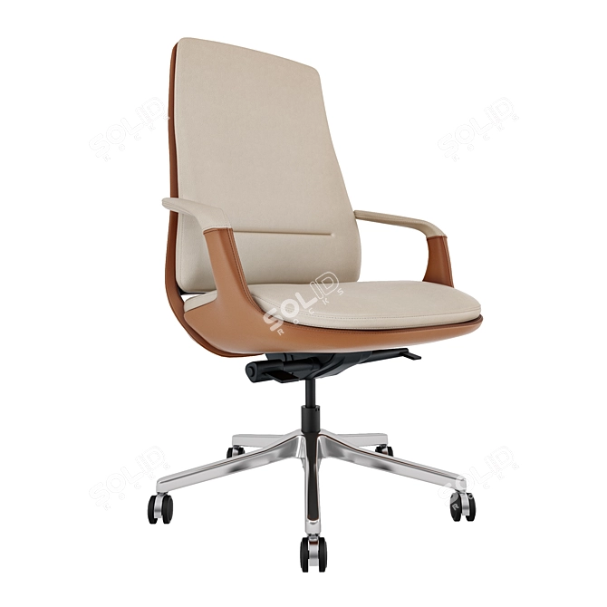 Comfortable Swivel Leather Office Chair 3D model image 3