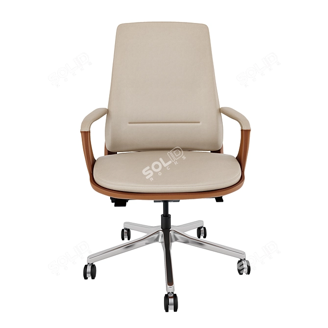 Comfortable Swivel Leather Office Chair 3D model image 4