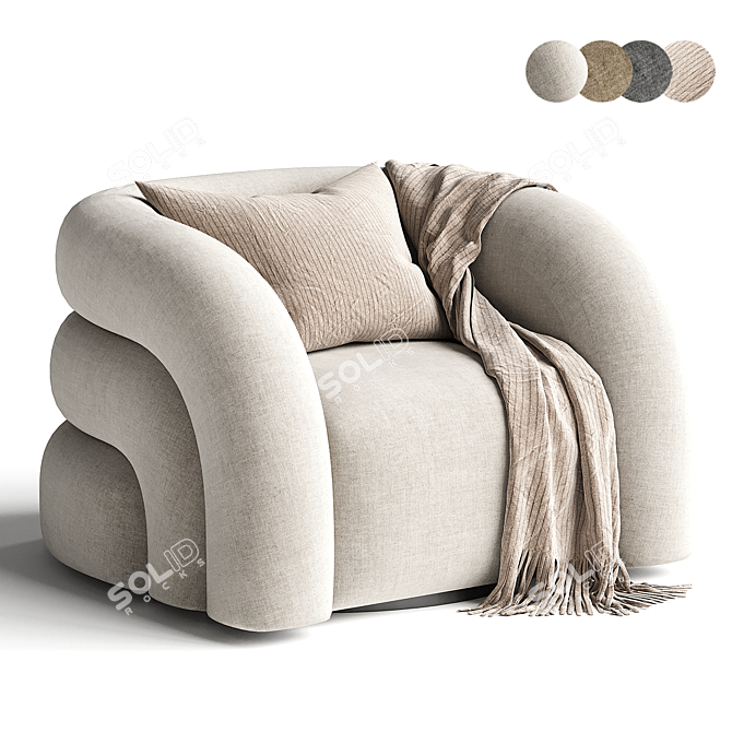 Faux Shearling Swivel Chair 3D model image 1