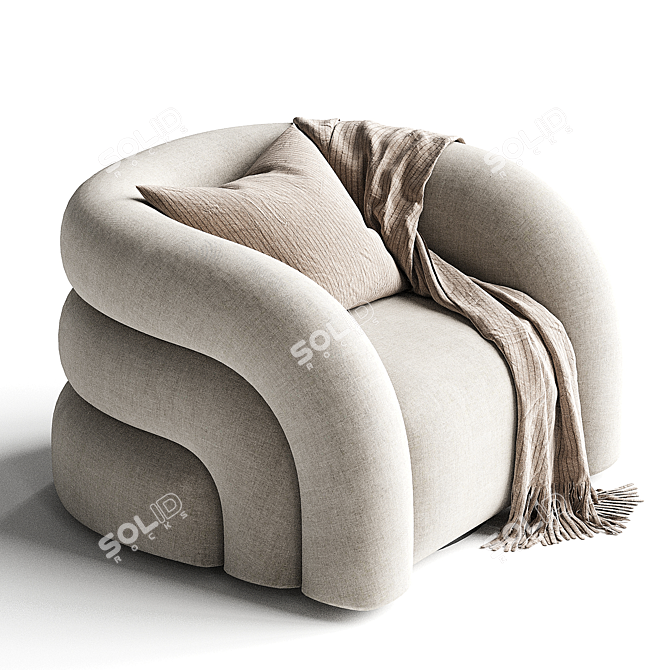 Faux Shearling Swivel Chair 3D model image 2