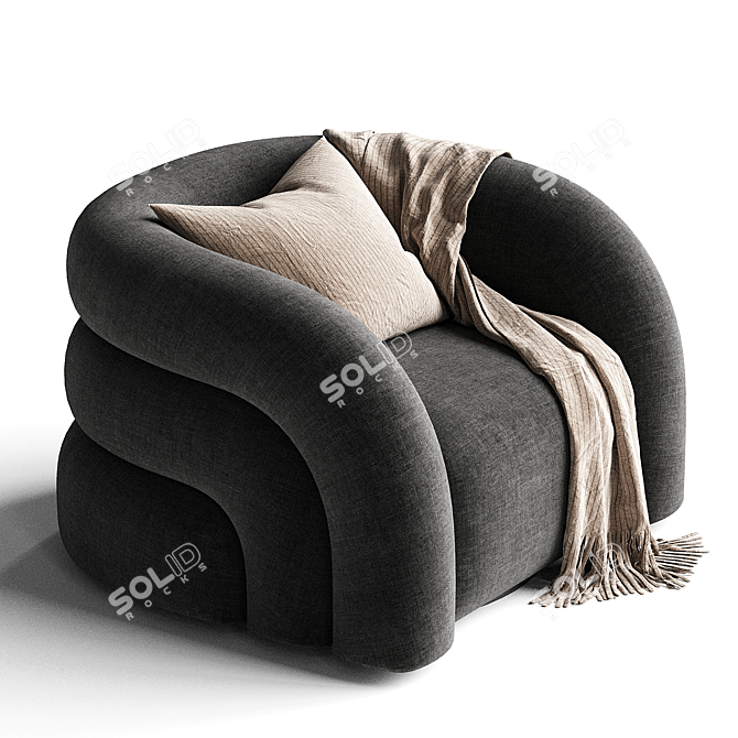 Faux Shearling Swivel Chair 3D model image 3