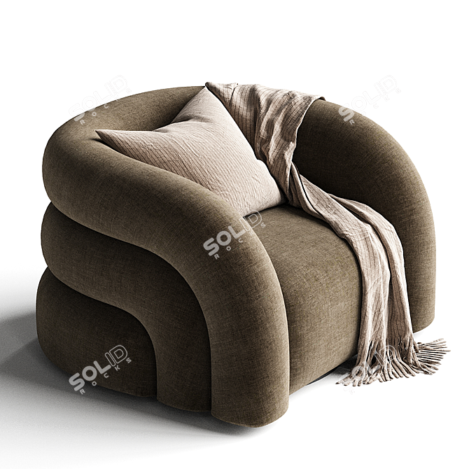 Faux Shearling Swivel Chair 3D model image 4