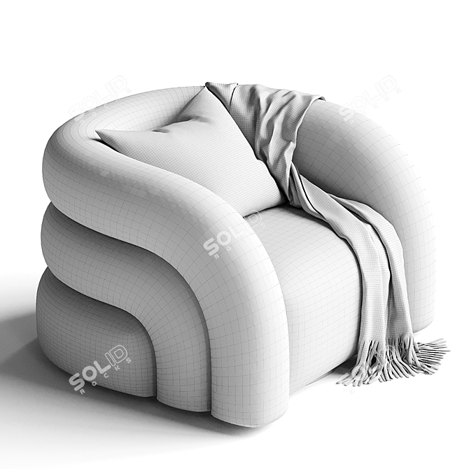 Faux Shearling Swivel Chair 3D model image 5