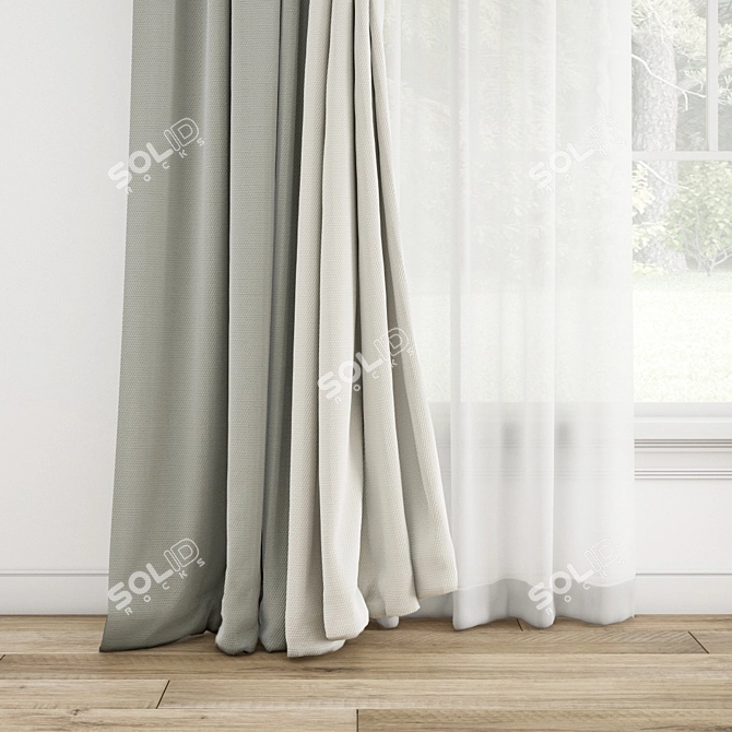 Polygonal Curtain Model 3DS OBJ 3D model image 2