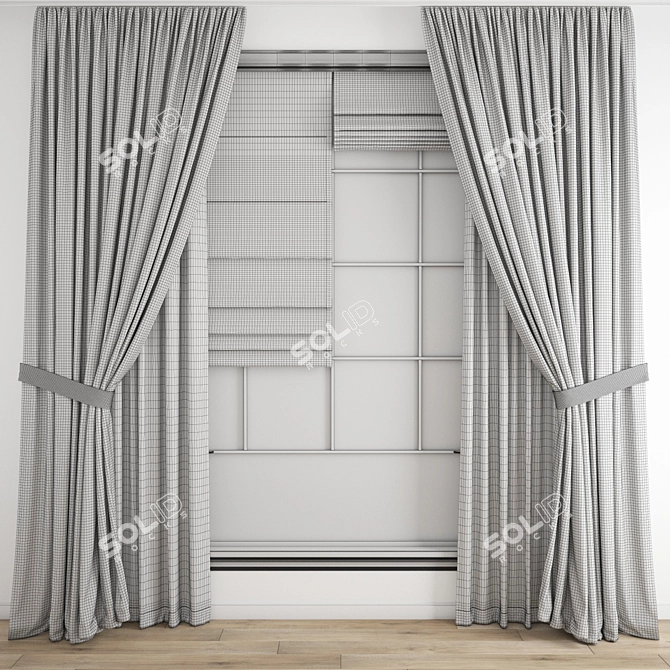 Polygonal Curtain Model 3DS OBJ 3D model image 3