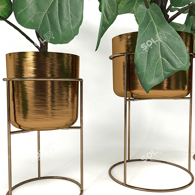  Metallic Gold Planter Vase 3D 3D model image 2