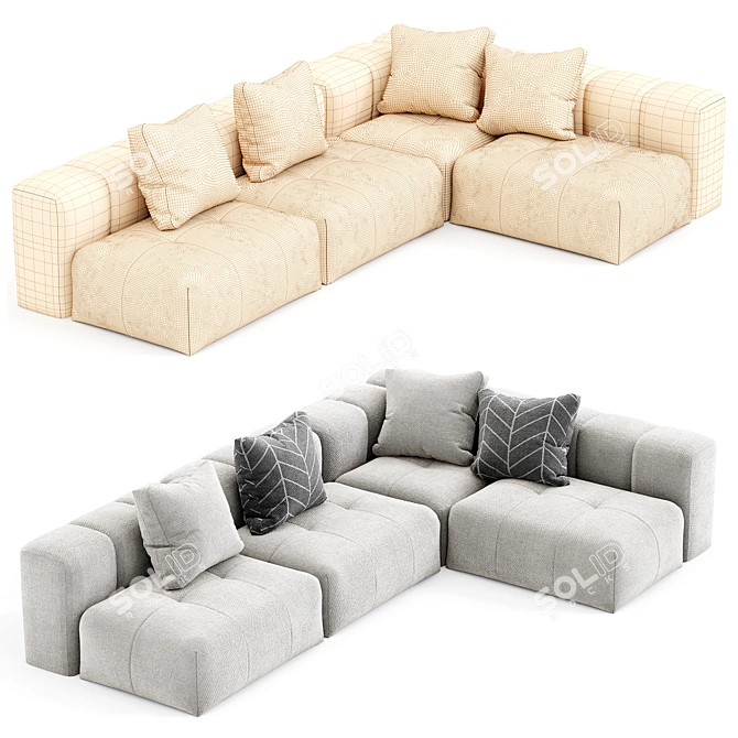 Modern Style 4-Seater Sofa Set 3D model image 2